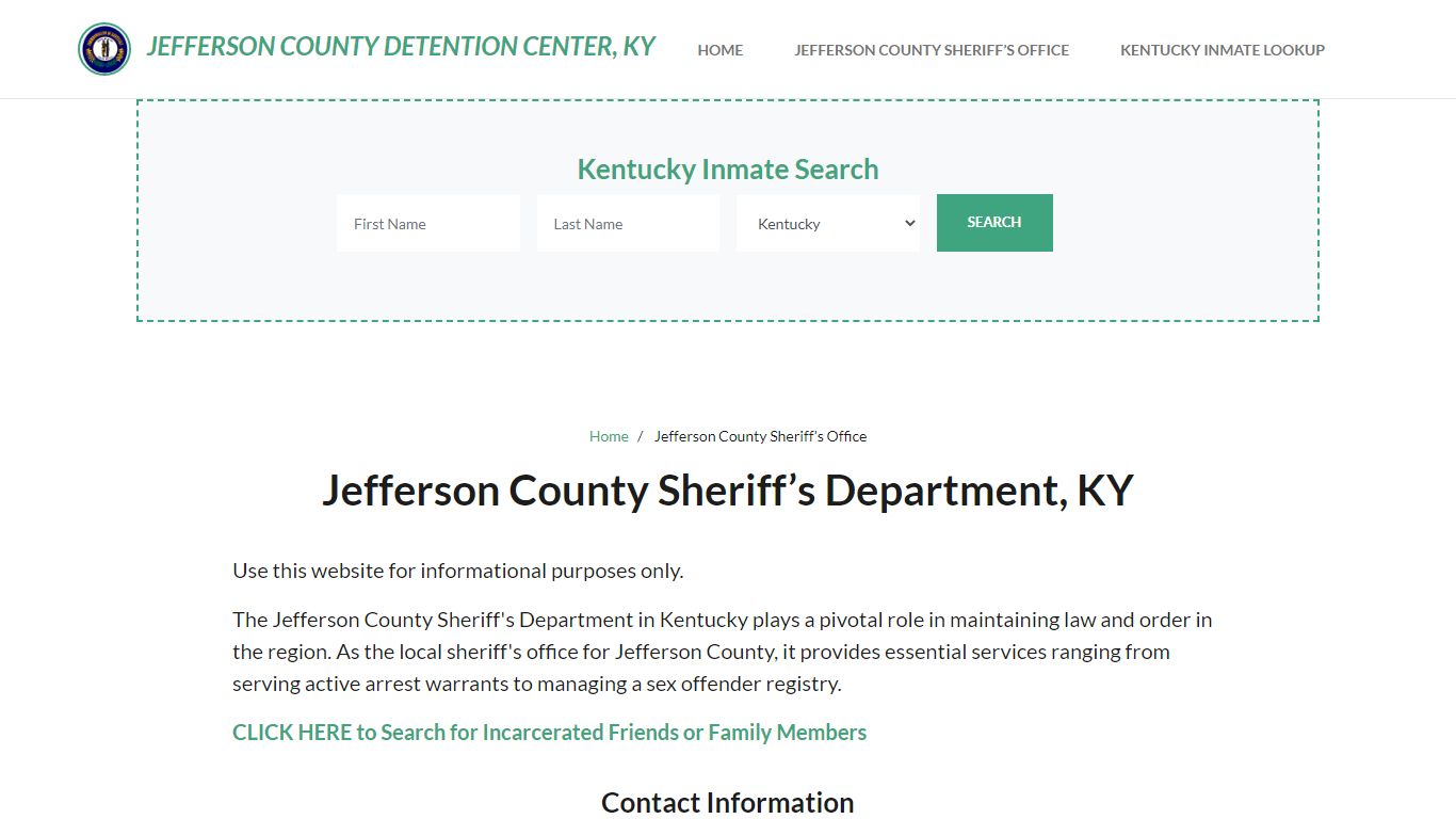 Jefferson County Sheriff Department, KY Arrests, Warrant Lookup